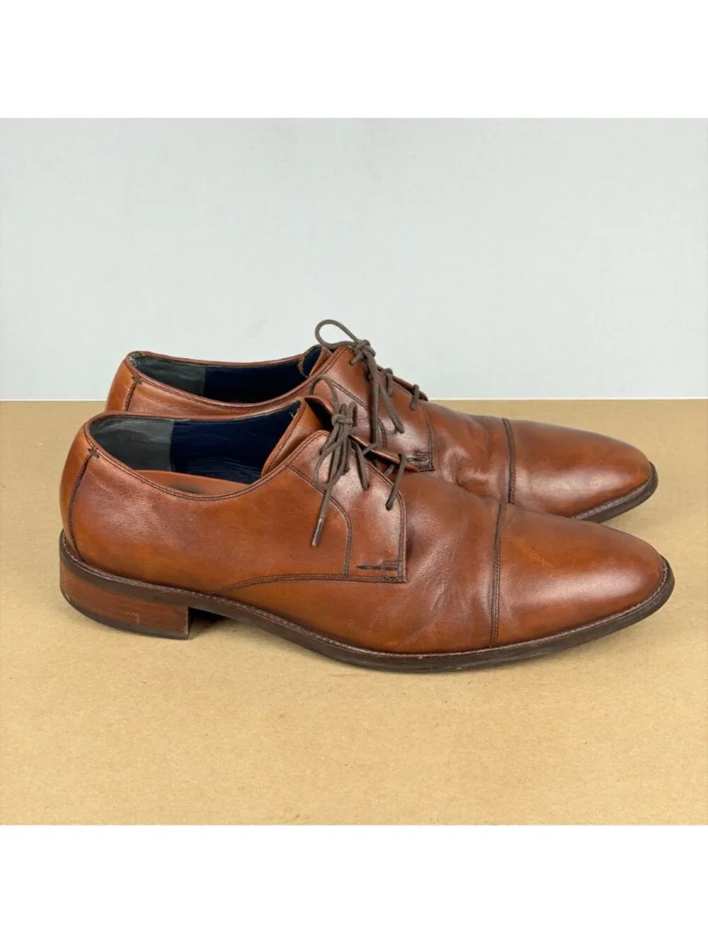 Cole Haan Grand.OS Lenox Hill Cap Toe Leather Shoes Mens 15 Brown Oxford Lace Up